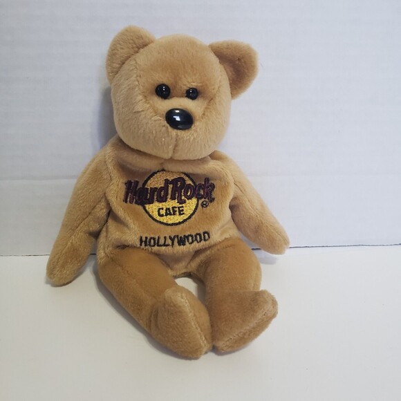 Hard Rock Cafe Isaac Beara Hollywood Bear Beanie Plush Toy 8" Brown Collectible - Picture 9 of 10